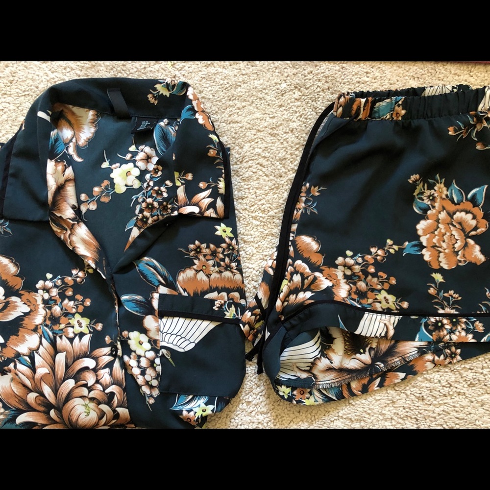 Floral Satin Pajama Set